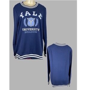 Yale L Navy Blue University Bulldogs Varsity Graphic Sweatshirt Long Sleeve